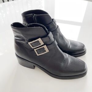 Vintage Leather Boots w/ Double Buckle - 8.5